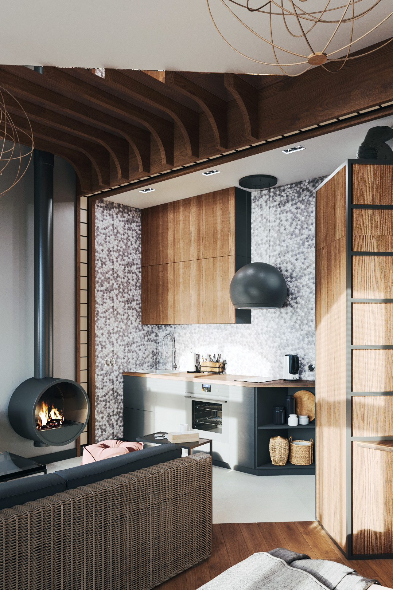 Кухня в студии из проекта "Italian loft"