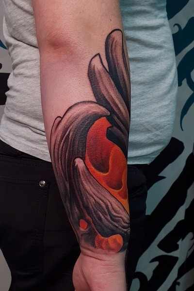 татуировка фотография эскиз мужская на ноге сова