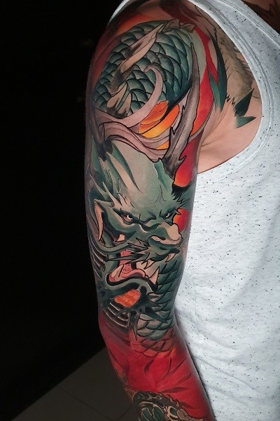 татуировка цветная дракон япония Новосибирск